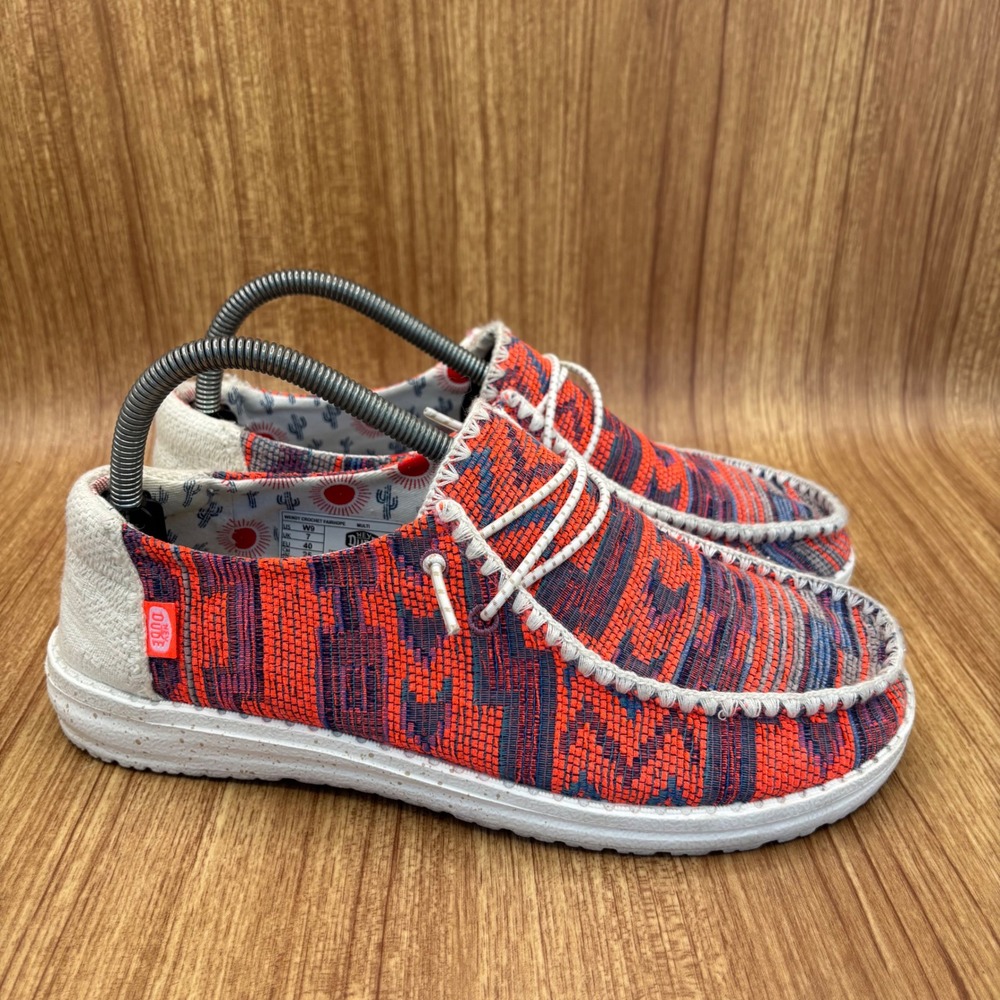 Hey Dude Wendy Crochet Fairhope Womens Size 9 Multi Color Southwestern Loafers